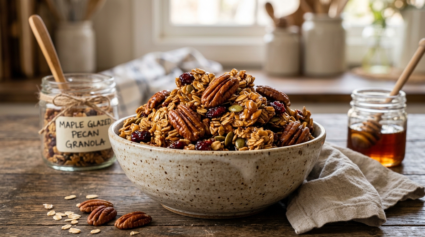 Maple Glazed Pecan Granola Clusters - main hero image