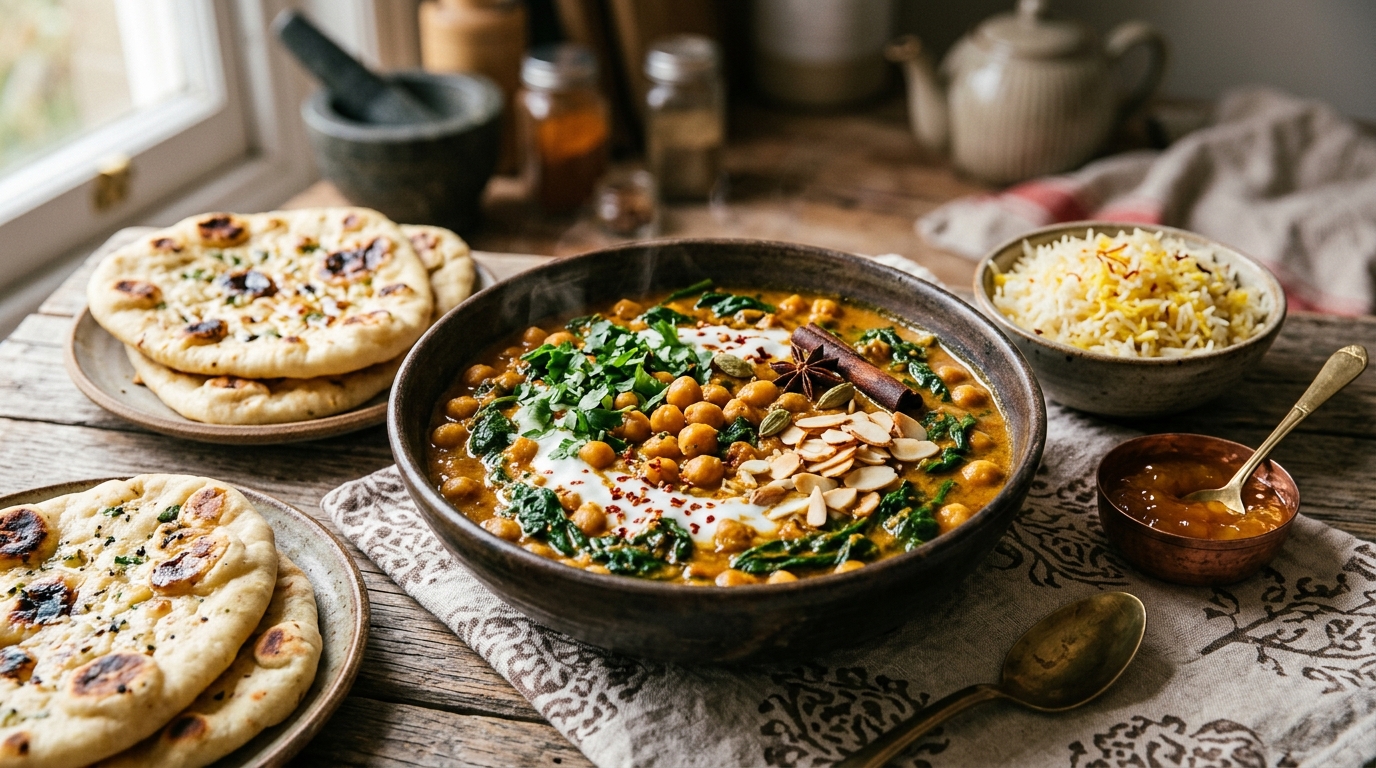 Chai-Spiced Chickpea and Spinach Curry - main hero image