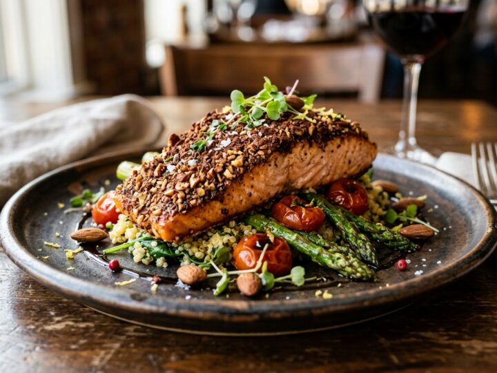 Cocoa-Dusted Almond Crusted Salmon - main hero image