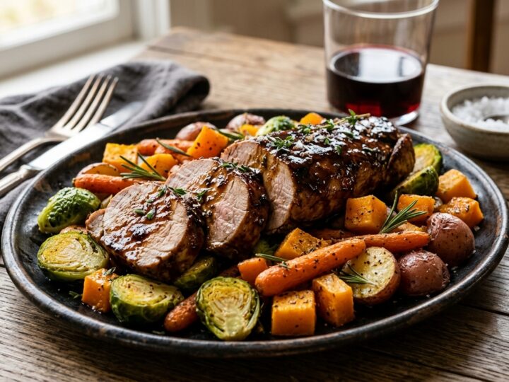 Coffee-Glazed Pork Tenderloin with Roasted Vegetables - main hero image