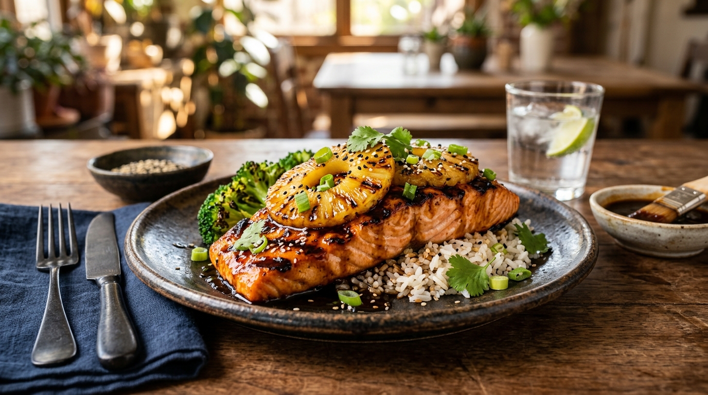 Grilled Pineapple Teriyaki Salmon - main hero image