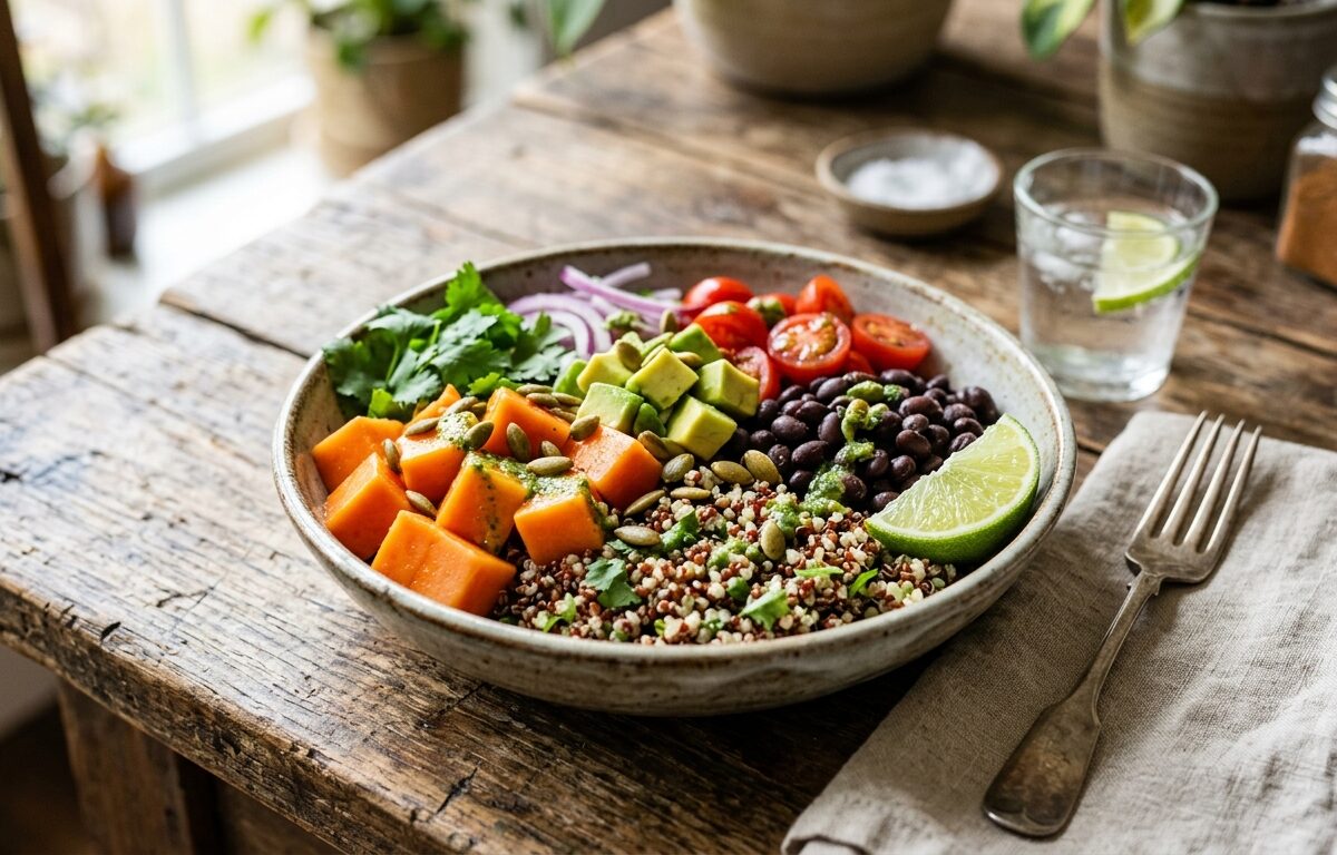 Papaya and Black Bean Quinoa Bowl - main hero image
