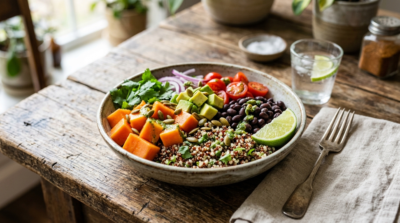 Papaya and Black Bean Quinoa Bowl - main hero image