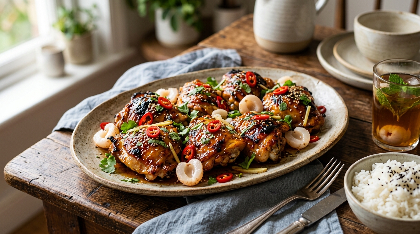Lychee and Ginger Glazed Chicken - main hero image