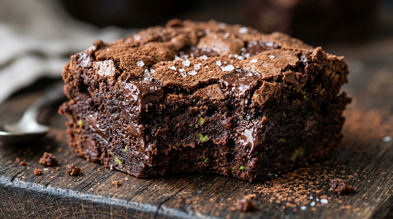 Close-up of dark chocolate avocado brownies